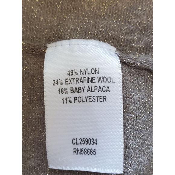 Classiques Entier Women's Beige Shimmer Long Sleeve Cowl Neck Sweater Size S - Picture 6 of 6